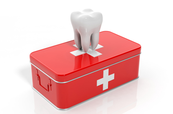 Rendering of tooth on emergency kit in Upland dental office