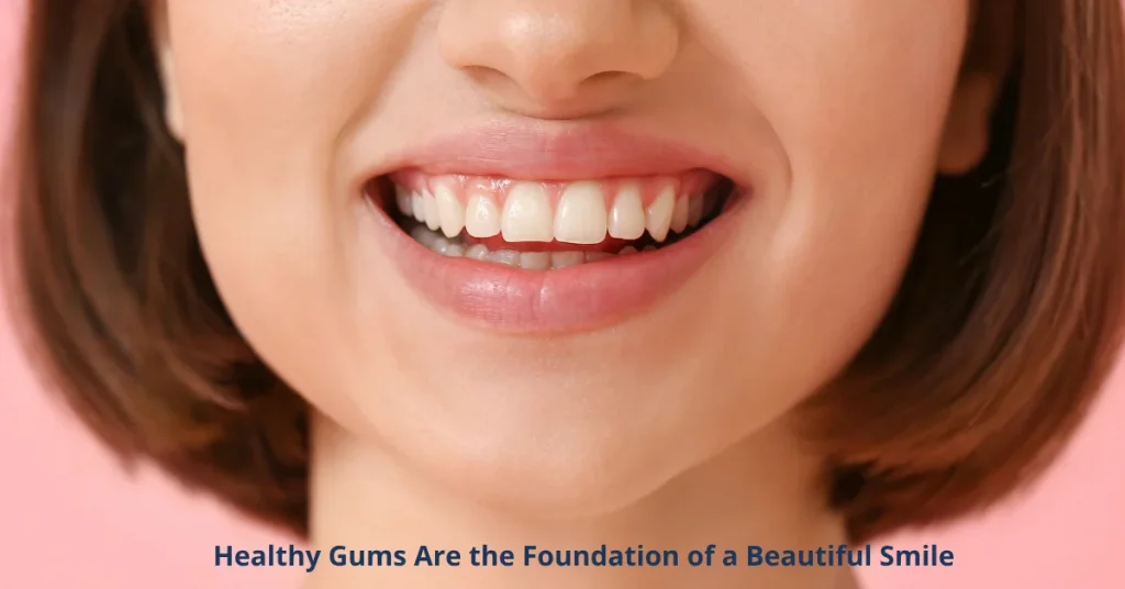 Beautiful smile with healthy gums showing successful gum disease prevention and periodontal health