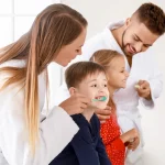 Family dental health tooth enamel protection with Upland dentist examining child's cavity prevention