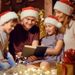 Happy family celebrating holidays with healthy smiles - dentist Upland CA cavity prevention tips for festive season