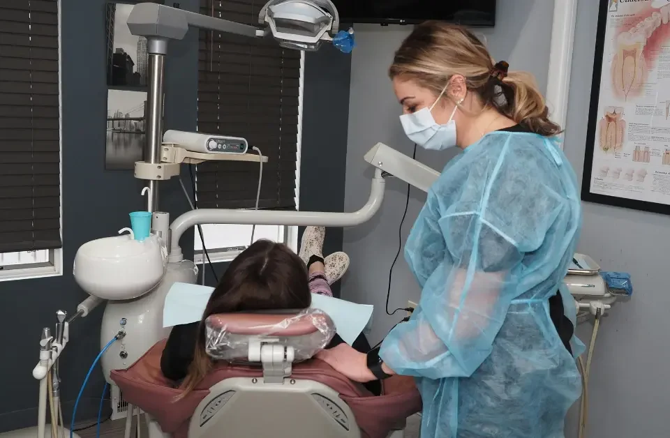 Weekend dentist in Upland treating patient in modern dental office