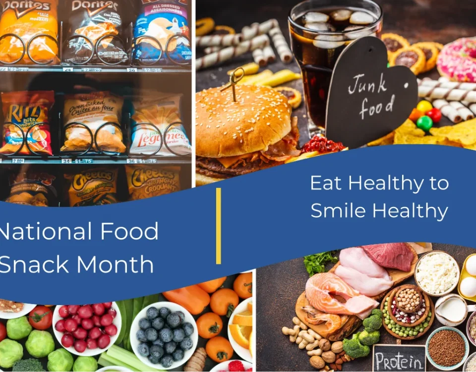 Assortment of tooth-friendly healthy snack food ideas like apples, carrots, and cheese displayed at Higher Ground Dentistry in Upland.