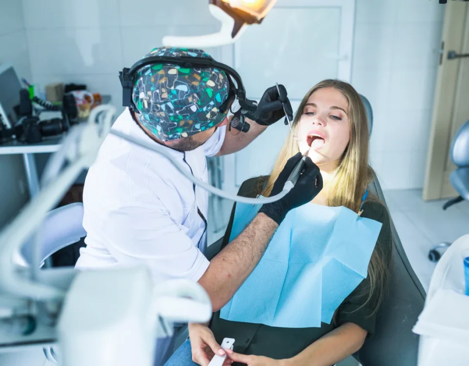 A detailed close-up of a patient receiving a same day dental cleaning near me at Higher Ground Dentistry, your affordable dentist near me in the 91786 area.